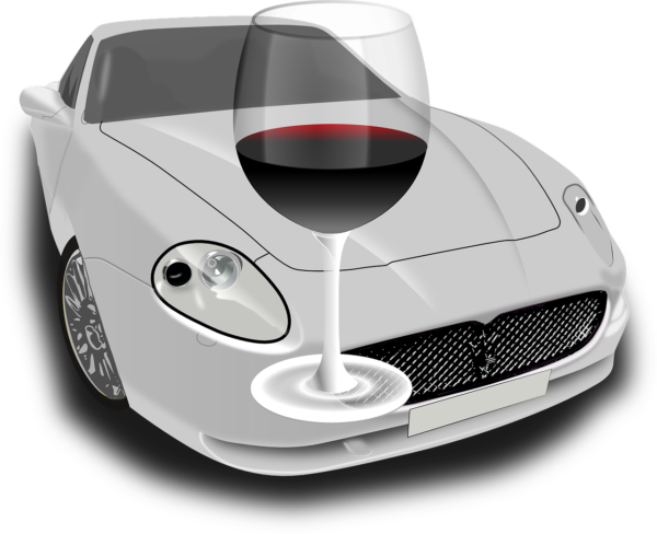 samochód i kieliszek wina