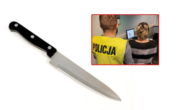 nóż i zatrzymana kobieta