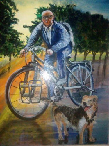 Artysta na rowerze.