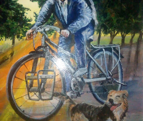 Artysta na rowerze.